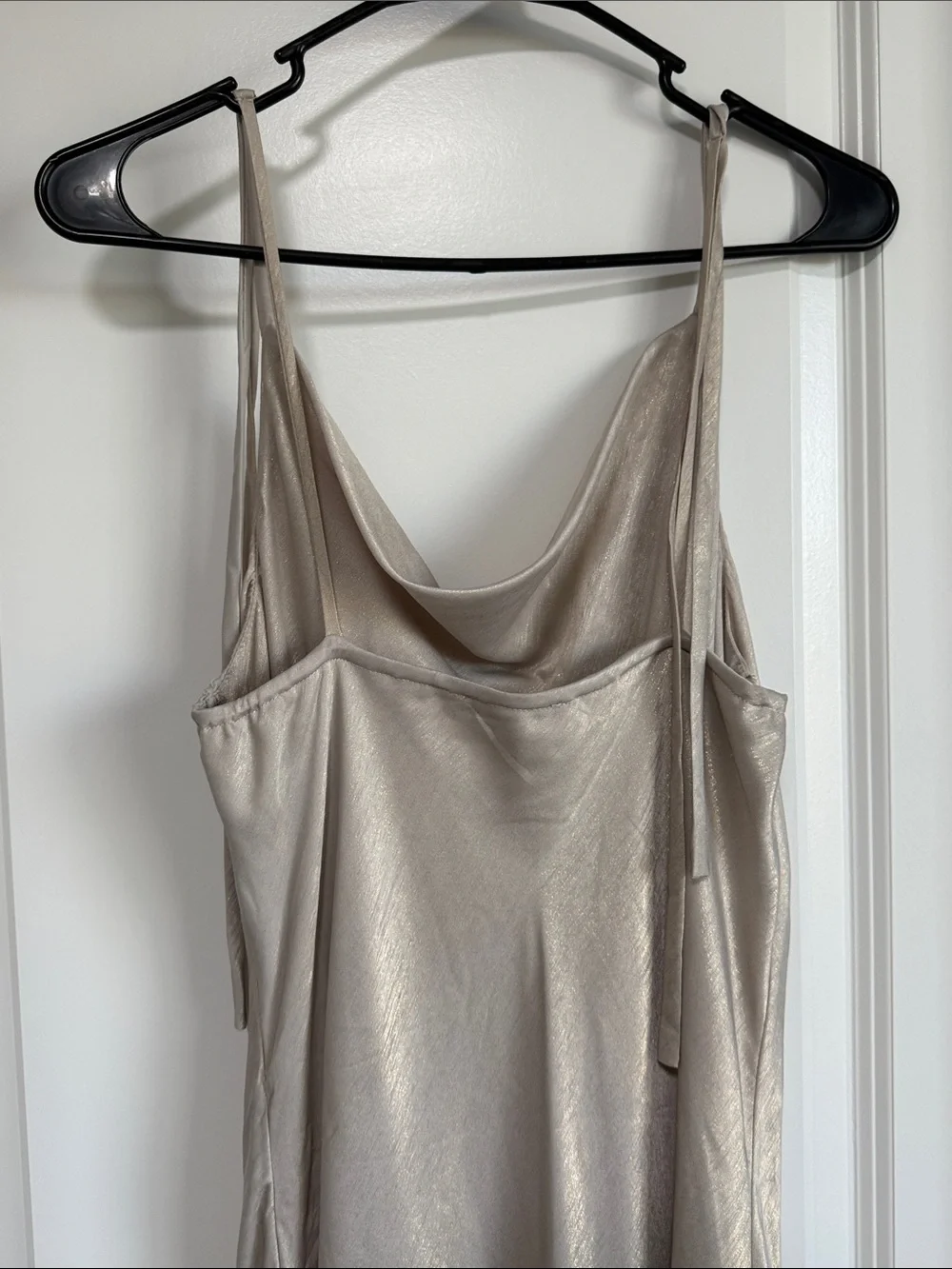 Sincerely Jules Dress Champagne Satin Cowl long Slip Dress Evening